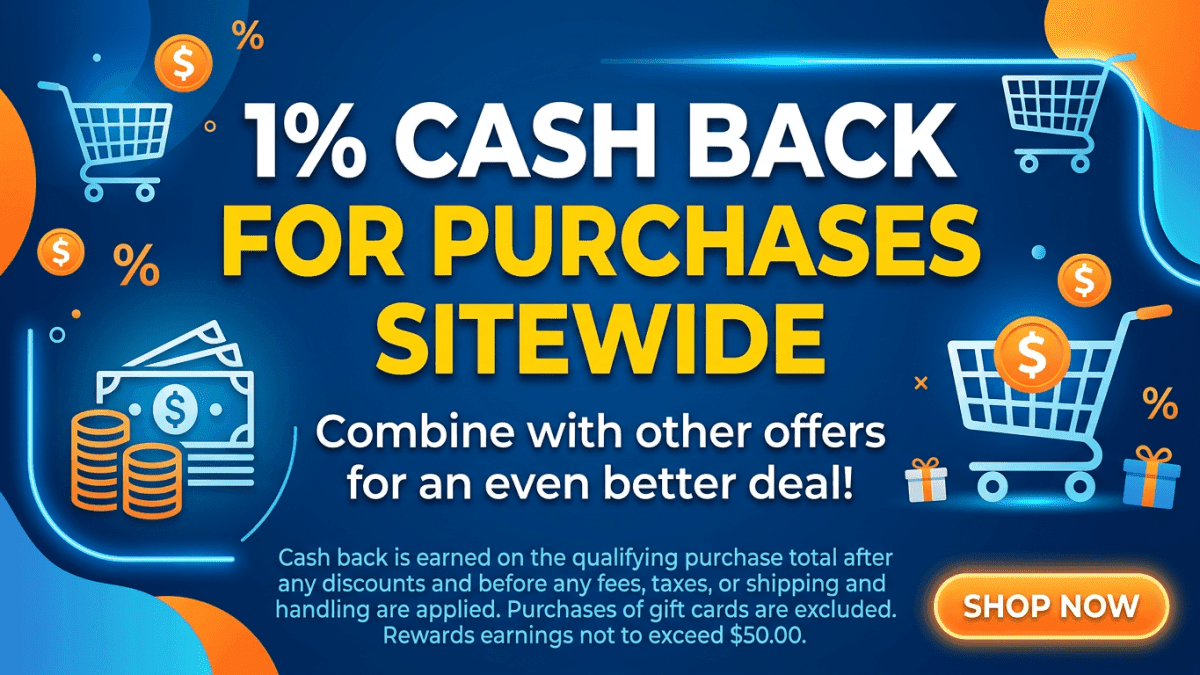 1% Cash Back for Purchases Sitewide